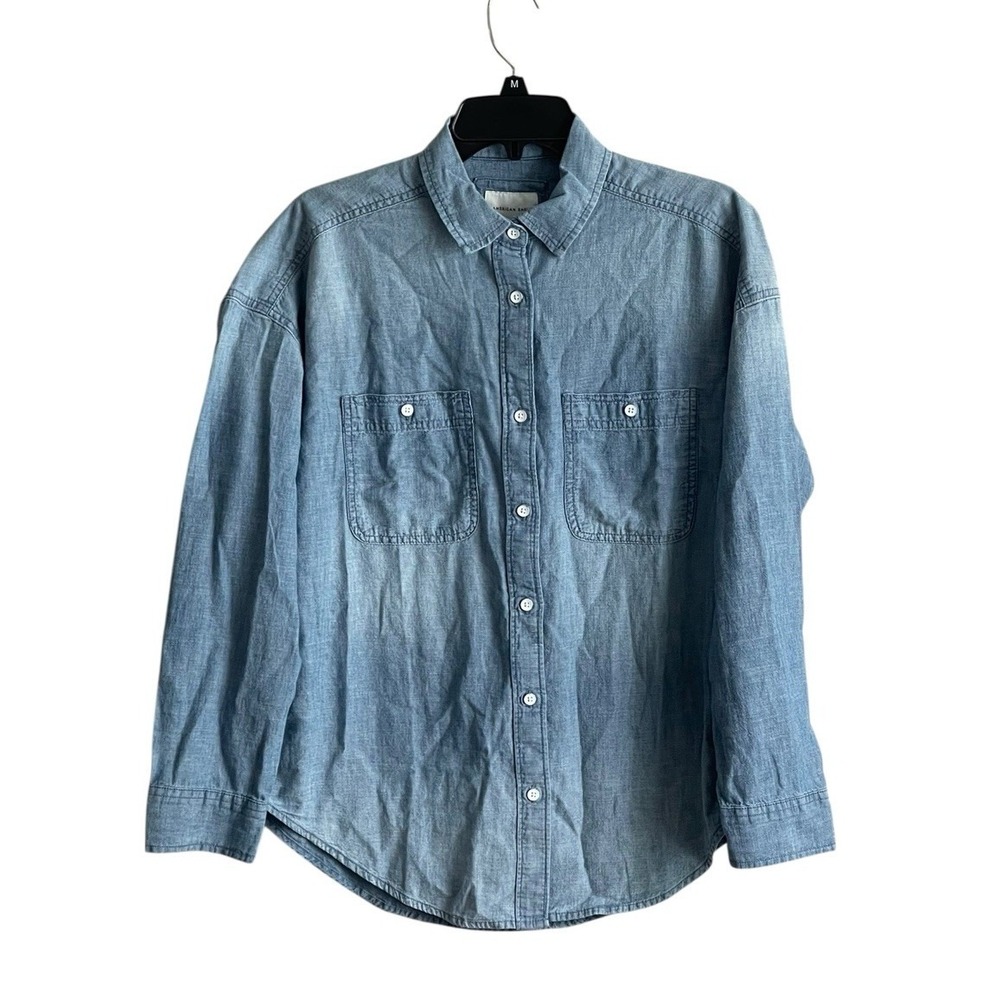 NWT American Eagle Outfitters Shirt Small Blue Denim Button Down Lightweight